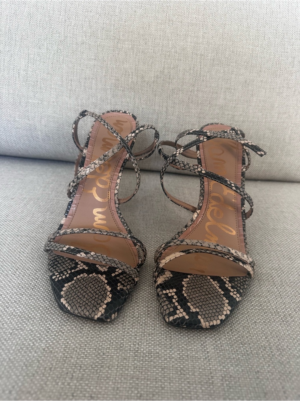 Sam Edelman Snake-Print Strappy Heels